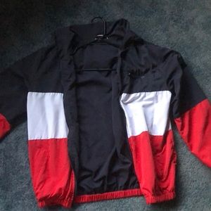 Red white and blue windbreaker